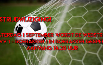 Wedstrijdwijziging!